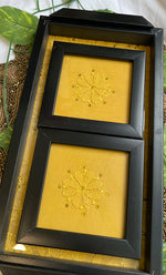 Load image into Gallery viewer, Handcrafted Chikankari Tray with Two Coasters – Wooden Frame - HONC0295548
