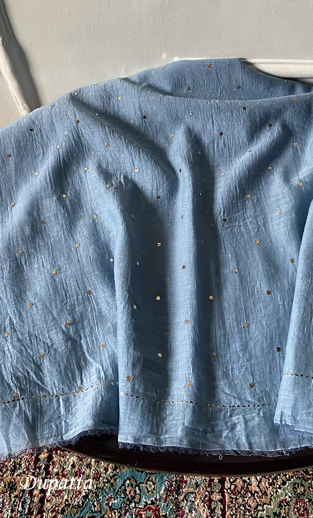 Mul Chanderi Kurta And Dupatta SetWomen's Lakhnavi Handcrafted Mul Chanderi Kurta And Dupatta Set- HONC0338722