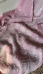 将图像加载到图库查看器中， Women's Lakhnavi Handcrafted Mul Chanderi Semi - Stitched Chikankari Full Suit Material - HONC0360100
