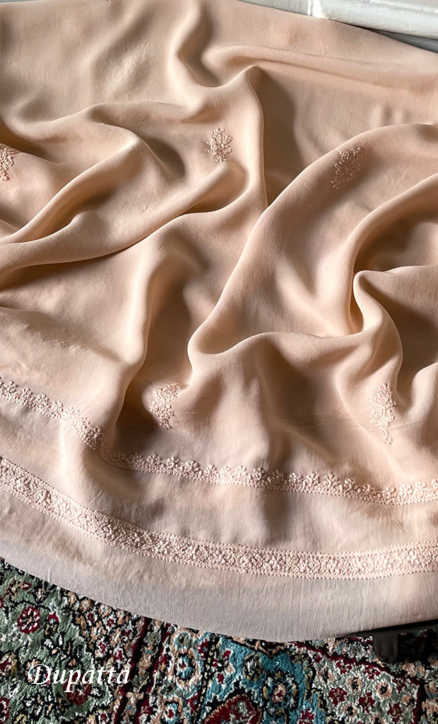 Women's Lakhnavi Handcrafted Viscose Georgette Chikankari Full Suit Material - HONC03125588