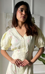 Load image into Gallery viewer, Women&#39;s Lucknowi Handcrafted Cotton Chikankari Long Dress - HONC0309330

