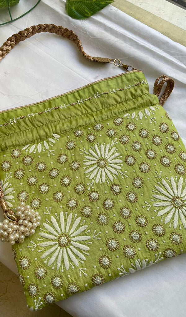 Green Chikankari Embroidered Potli Bag  HONC0316098