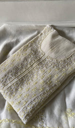 Load image into Gallery viewer, Saziya Women's Lakhnavi Handcrafted Mul Chanderi Semi - Stitched Kurta And Dupatta Set - HONC0368707