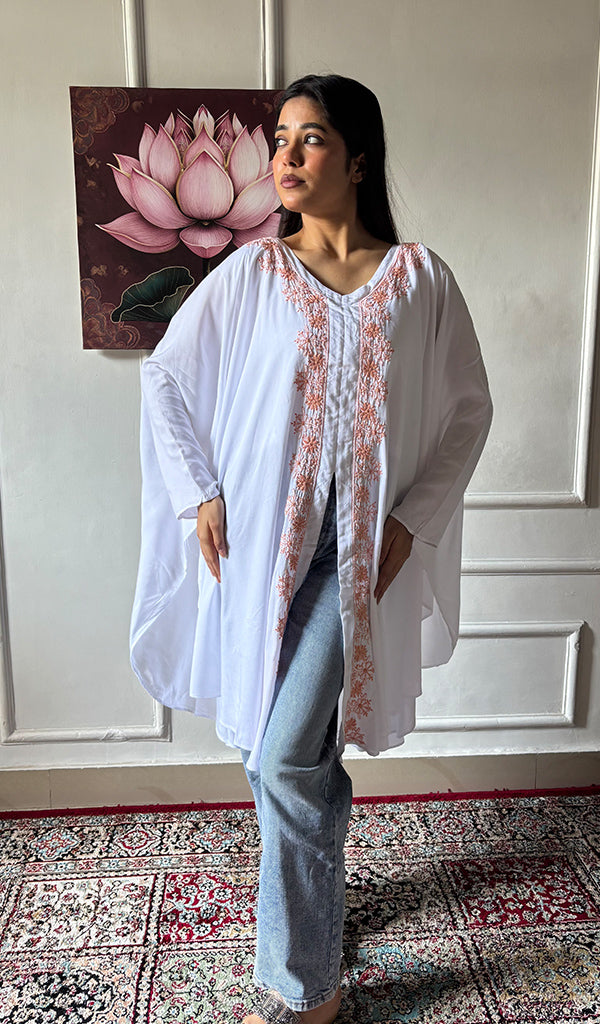 Women's Lucknowi Handcrafted Cotton Chikankari Kaftan - HONC0352349