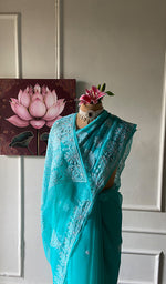 Load image into Gallery viewer, Samaira Women's Lucknowi Handcrafted Faux-Georgette Chikankari Saree - HONC0348734