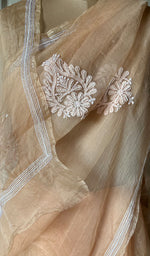 Load image into Gallery viewer, Women&#39;s Lucknowi Handcrafted Pure Organza Silk Chikankari Saree - HONC0280965
