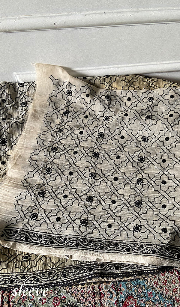 Women's Lakhnavi Handcrafted Mul Chanderi Unstitched Kurta And Dupatta Set - HONC0374249