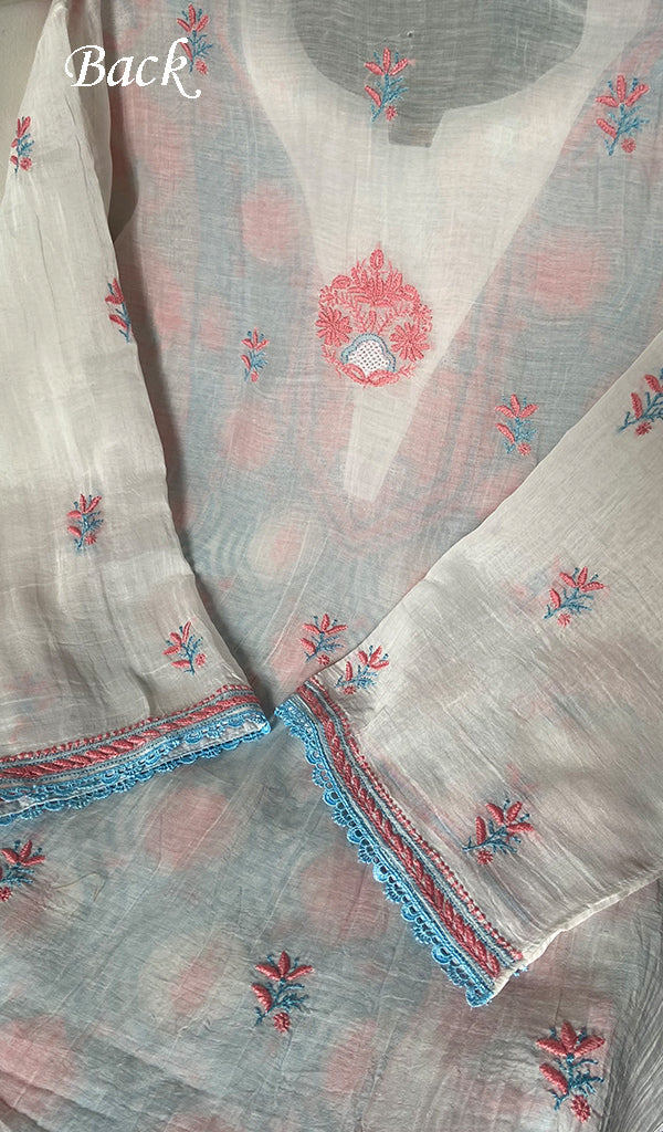 Women's Lakhnavi Handcrafted Mul Chanderi Semi - Stitched Kurta And Dupatta Set - HONC0365518