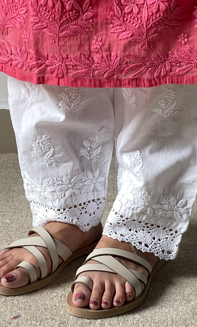 Women's Lucknowi Handcrafted Cotton Chikankari Pant - HONC0292452