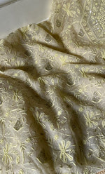 将图像加载到图库查看器中， Women&#39;s Lakhnavi Handcrafted Pure Organza Chikankari Unstitched Kurta And Dupatta Set- HONC0263886
