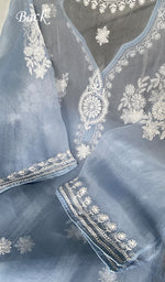 Load image into Gallery viewer, Mayuri Women's Lakhnavi Handcrafted Pure Organza Silk Chikankari Semi - stitched Full Suit Material - HONC0348611