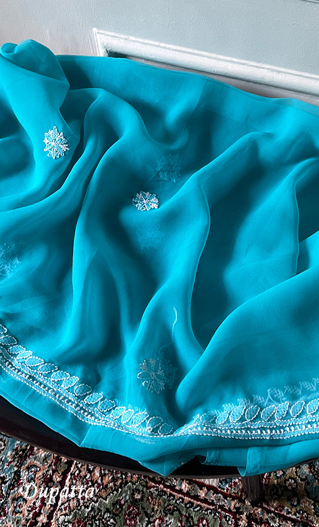 Women's Lucknowi Handcrafted Faux-Georgette Chikankari Suit Material - HONC0311927