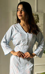 Load image into Gallery viewer, Women&#39;s Lucknowi Handcrafted Cotton Chikankari Long Dress - HONC0309337
