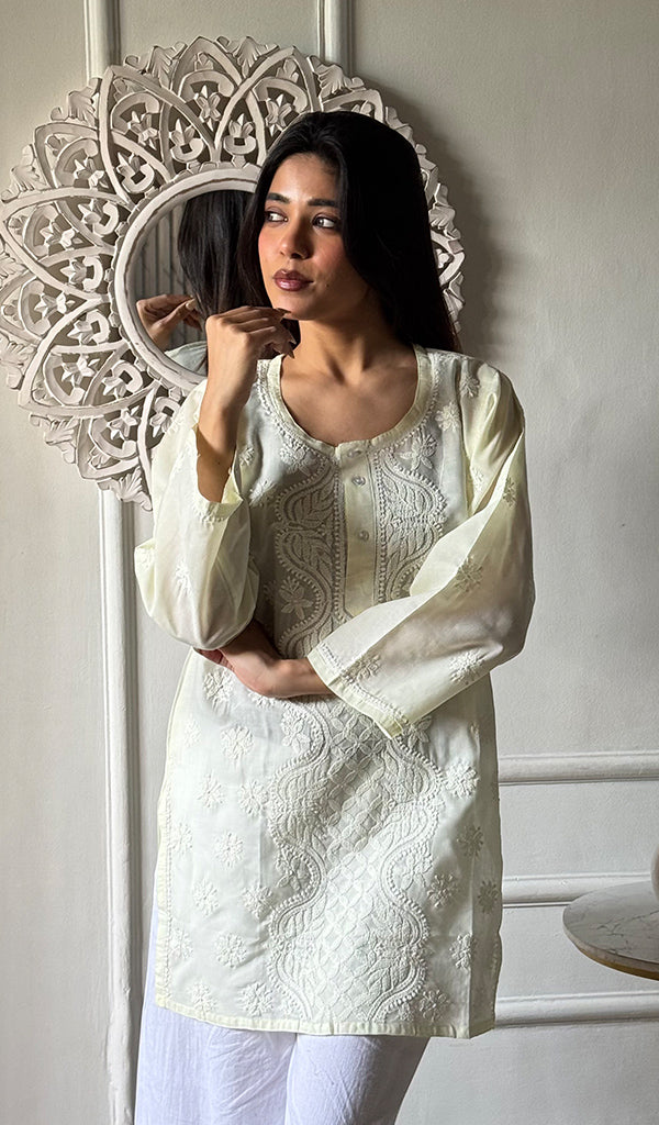 Women's Lakhnavi Handcrafted Cotton Chikankari Top - HONC0347239