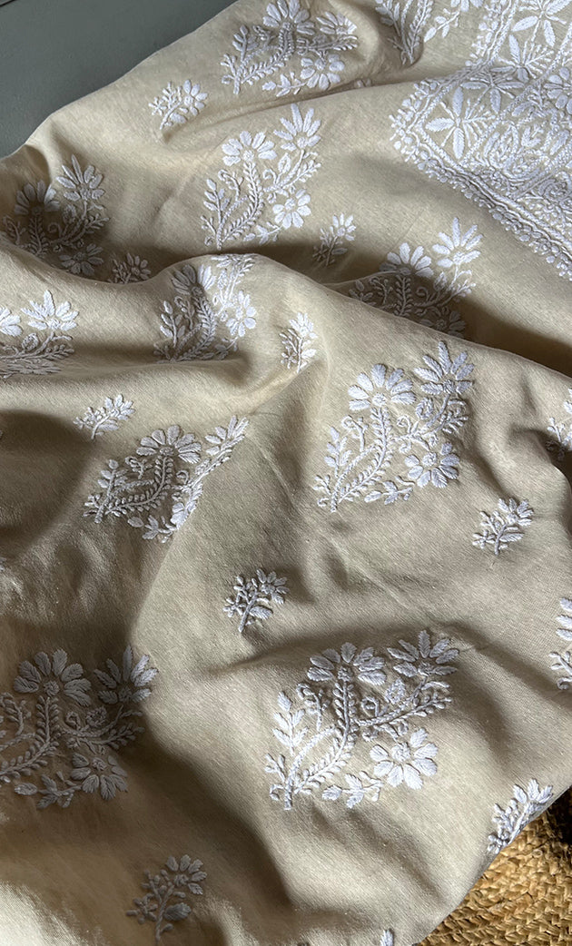 Women's Lakhnavi Handcrafted Cotton Chikankari Kurta And Kurta Dupatta Set - HONC0302852