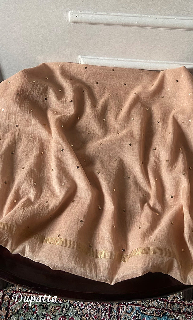 Women's Lakhnavi Handcrafted Mul Chanderi Unstitched Kurta And Dupatta Set- HONC0337823