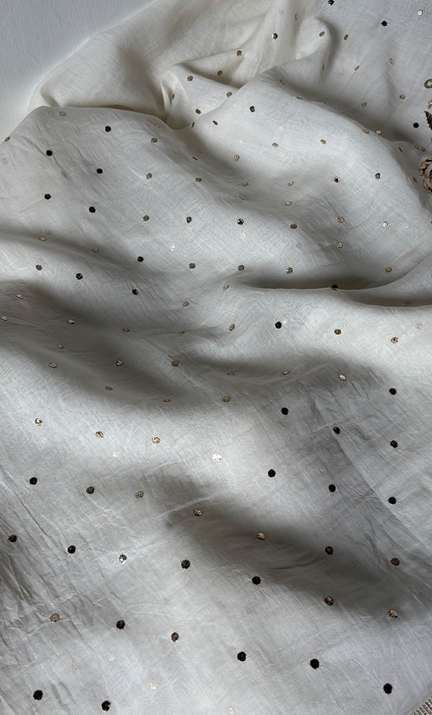 Women's Lakhnavi Handcrafted Unstitched Mul Chanderi Kurta And Dupatta Set - HONC0322428