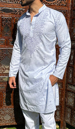 Load image into Gallery viewer, Men's Lucknowi Handcrafted Cotton Chikankari Kurta - HONC0329857