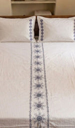 Load image into Gallery viewer, Lakhnavi Handcrafted Cotton Chikankari Bedsheet Set - HONC0364221