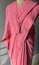 Load image into Gallery viewer, Women&#39;s Lakhnavi Handcrafted Viscose Georgette Chikankari Saree - HONC0301793
