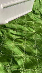 Load image into Gallery viewer, Women's Lakhnavi Handcrafted Tussar Silk Chikankari Unstitched Kurti Fabric - HONC0371822