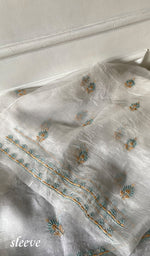 Load image into Gallery viewer, Women's Lakhnavi Handcrafted Pure Organza Chikankari Unstitched Kurta And Dupatta Set- HONC03361470