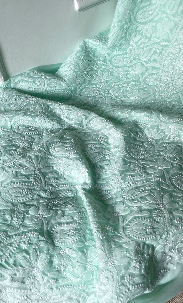 Women's Lakhnavi Handcrafted Unstitched Cotton Chikankari Suit Material - HONC0320323