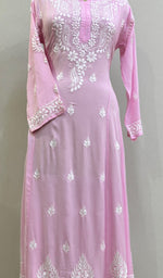 将图像加载到图库查看器中， Women&#39;s Lucknowi Handcrafted Modal Cotton Chikankari Anarkali Dress - HONC0230992
