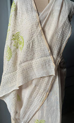 Load image into Gallery viewer, Women&#39;s Lakhnavi Handcrafted Tissue Chanderi Chikankari Saree - HONC0260907
