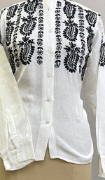 将图像加载到图库查看器中， Nadia Women&#39;s Lakhnavi Handcrafted Linen Cotton Chikankari Top - HONC0220903
