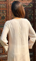 Load image into Gallery viewer, Women&#39;s Lucknowi Handcrafted Muslin Chikankari Kurti - HONC0237028
