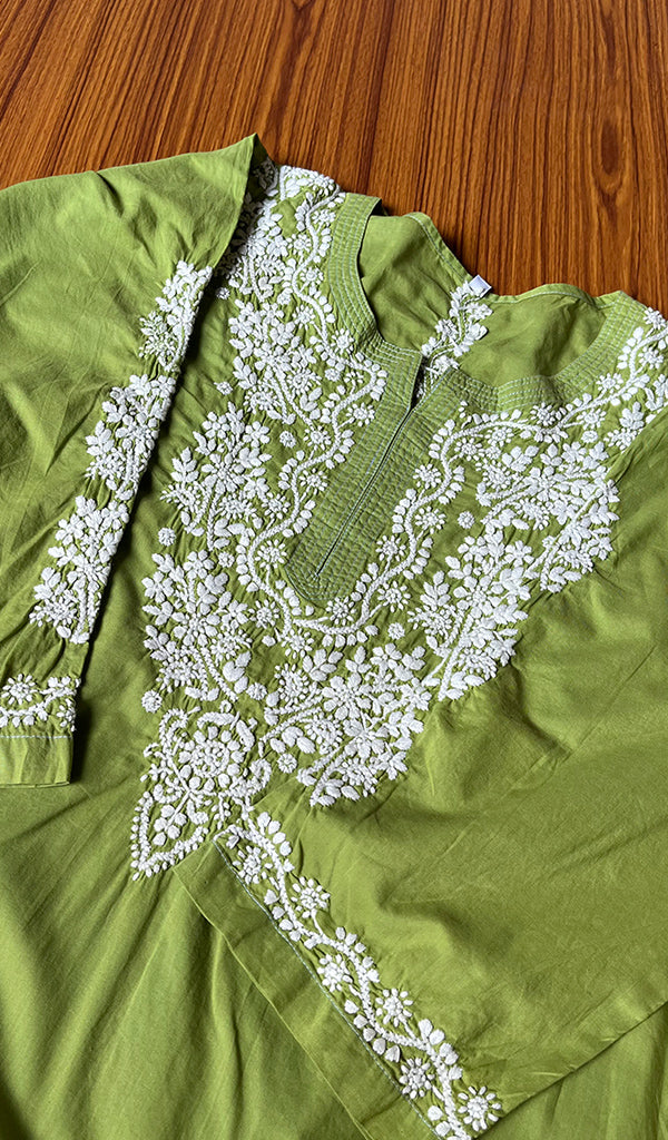Meerab Women's Lucknowi Handcrafted Cotton Chikankari Kurti - HONC0301013