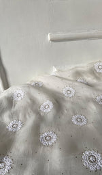 将图像加载到图库查看器中， Women's Lakhnavi Handcrafted Pure Organza Chikankari Unstitched Kurta And Dupatta Set- HONC0341955
