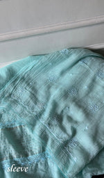 Load image into Gallery viewer, Women's Lakhnavi Handcrafted Mul Chanderi Unstitched Chikankari Full Suit Material - HONC0344357