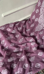 Laila Women's Lucknowi Handcrafted Faux-Georgette Unstitched  Chikankari Suit Material - HONC0330373