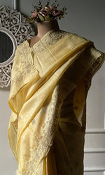 将图像加载到图库查看器中， Women&#39;s Lakhnavi Handcrafted Tussar Silk Chikankari Saree - HONC0284145
