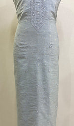 将图像加载到图库查看器中， Lucknowi Handcrafted Chanderi Chikankari Unstitched Men&#39;s Kurta Fabric - HONC0228265
