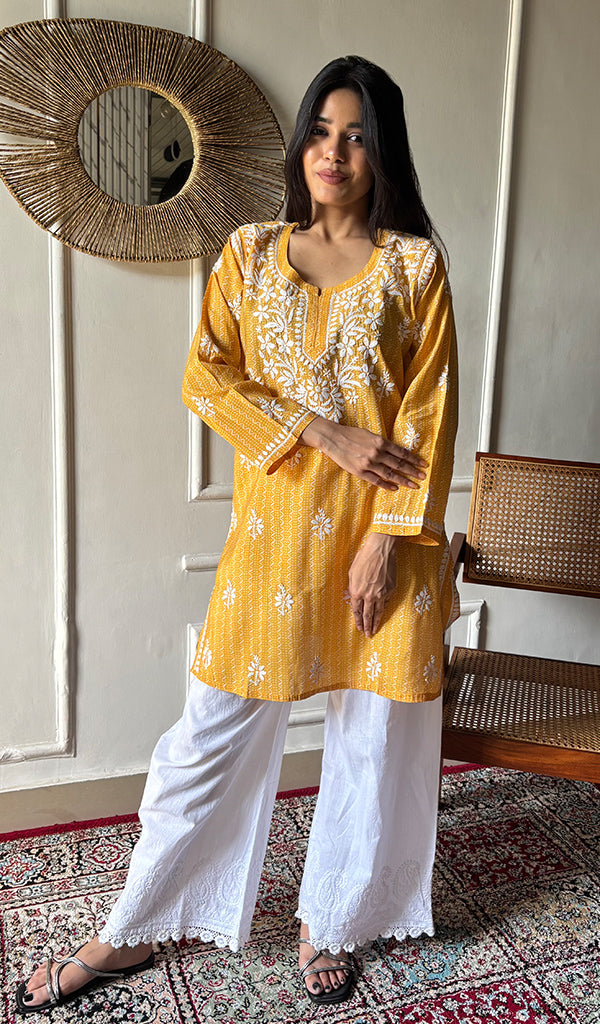 Sezuka Women's Lakhnavi Handcrafted Cotton Chikankari Top - HONC0350777