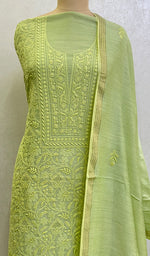 Load image into Gallery viewer, Women&#39;s Lakhnavi Handcrafted Munga Silk Chikankari Kurta And Dupatta Set - HONC0108334
