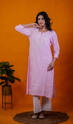 将图像加载到图库查看器中， Rupam Women&#39;s Lucknowi Handcrafted Modal Cotton Chikankari Kurti - HONC0211920
