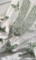 Load image into Gallery viewer, Women's Lakhnavi Handcrafted Unstitched Mul Chanderi Kurta And Dupatta Set - HONC0304154