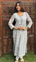 Shahida Women's Lucknowi Handcrafted Cotton Chikankari Kurti - HONC0188606