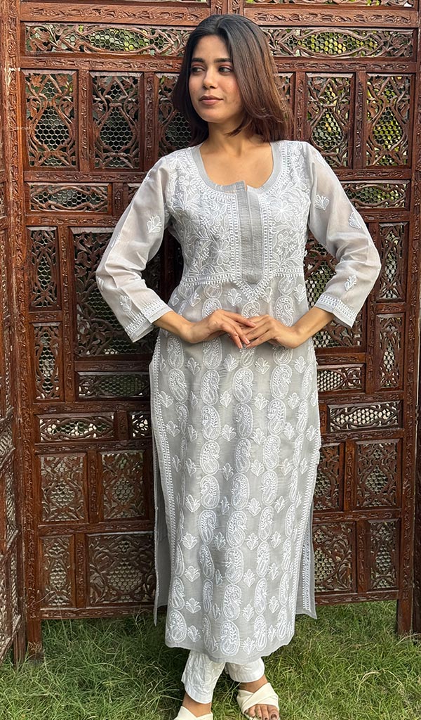 Shahida Women's Lucknowi Handcrafted Cotton Chikankari Kurti - HONC0188606