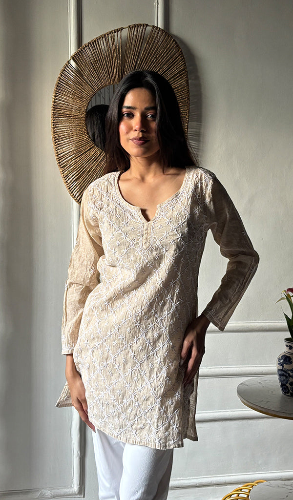 Women's Lakhnavi Handcrafted Cotton Chikankari Top - HONC0347034