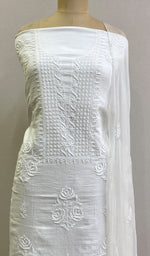 Load image into Gallery viewer, Lakhnavi Handcrafted Mul Cotton Chikankari Kurta And Chiffon Dupatta Set- HONC0170174
