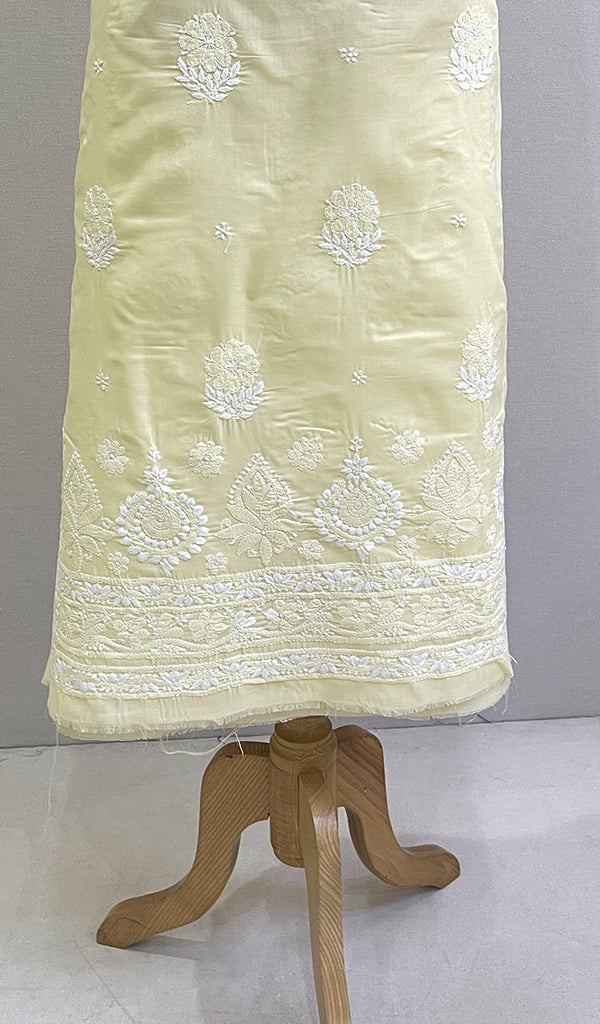 Sofiya Women's Lakhnavi Handcrafted Cotton Chikankari Unstitched Kurti Fabric - HONC0212765