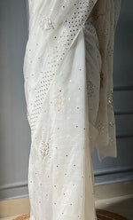 Load image into Gallery viewer, Women&#39;s Lucknowi Handcrafted Pure Organza Silk Chikankari Saree - HONC0307475
