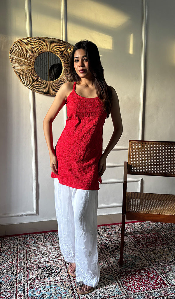 Women's Lakhnavi Handcrafted Cotton Chikankari  Top - HONC0349182