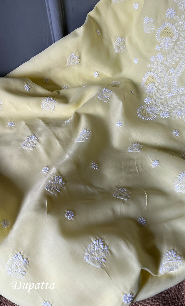 Women's Lakhnavi Handcrafted Unstitched Cotton Chikankari Suit Material - HONC0310531