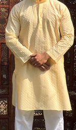 Load image into Gallery viewer, Men&#39;s Lucknowi Handcrafted Cotton Chikankari Kurta -  HONC0260674
